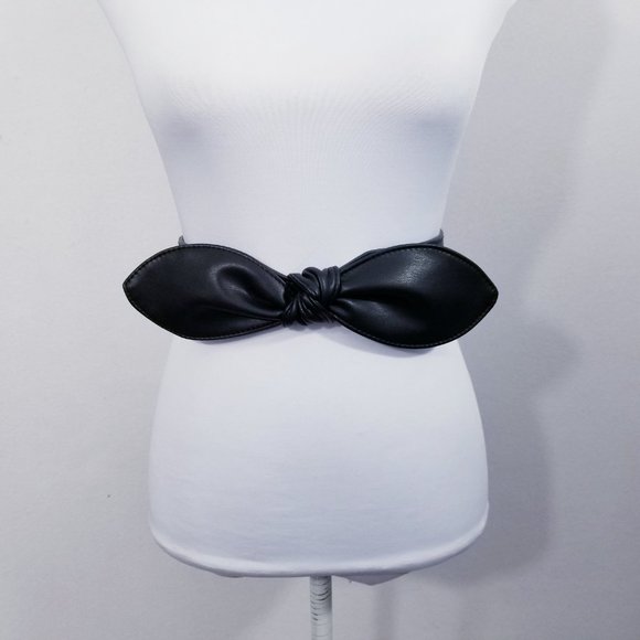 INC Vegan Black Bow Wide Stretch Belt - NWT - Picture 2 of 8